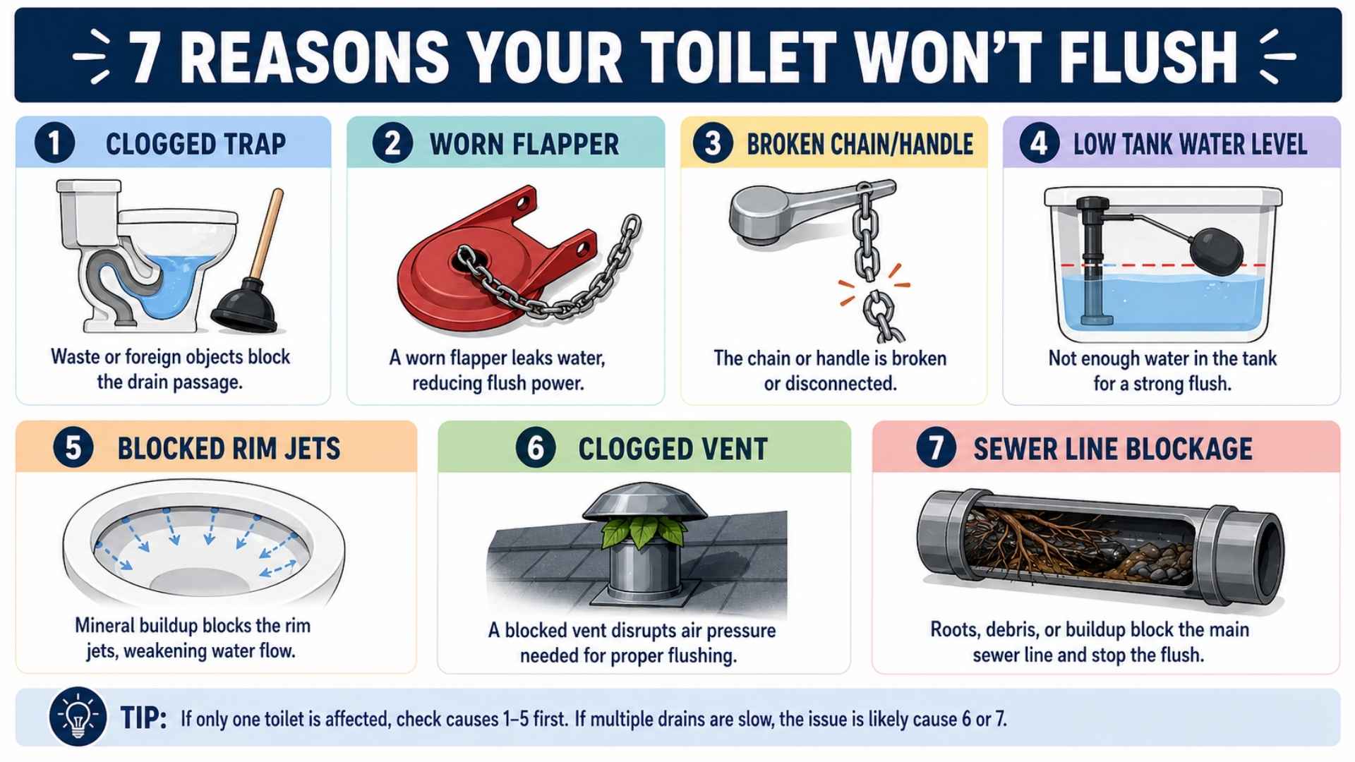 toilet not flushing causes